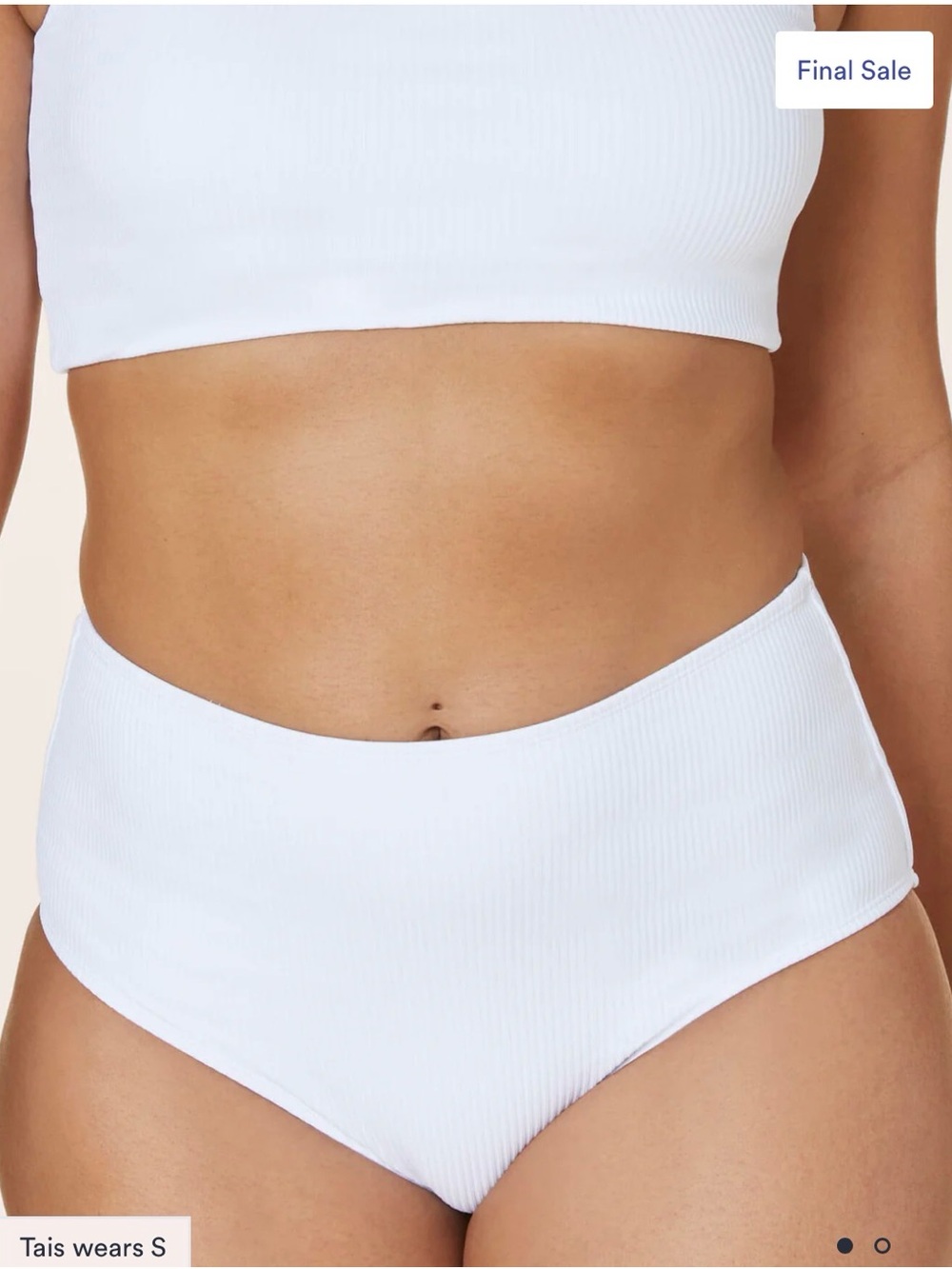 Andie White Ribbed High-Waist Bikini Brief